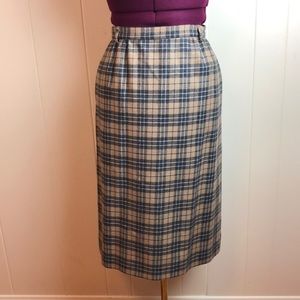 Vintage 70s/80s Wool Plaid Pencil Skirt